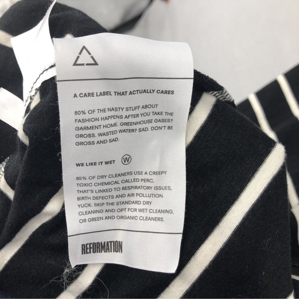 Reformation USA Womens Dress A-Line Flare Midi Striped Black White Size Snall - Picture 2 of 4